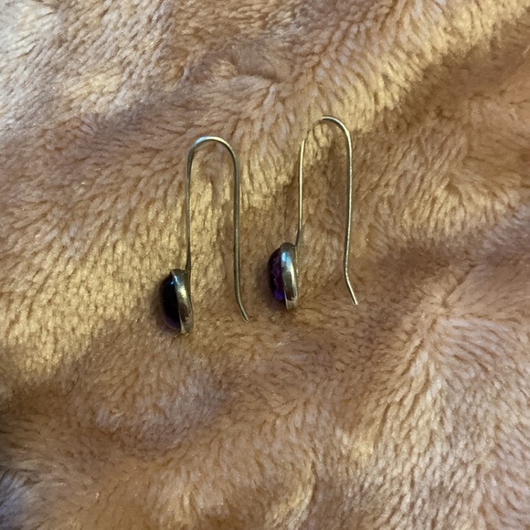 Silver/purple drop earrings - Picture 2 of 3